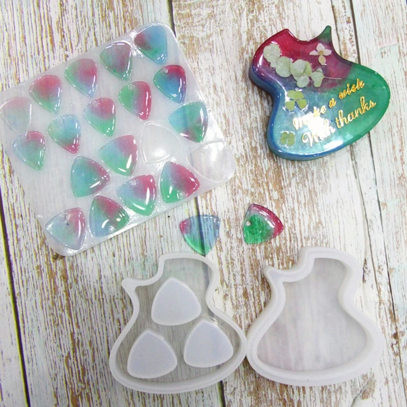 Guitar Pick Epoxy Resin Molds Bass Triangle Plectrum Case Silicone Mold for Casting Musical Accessories Keychain Jewelry Making