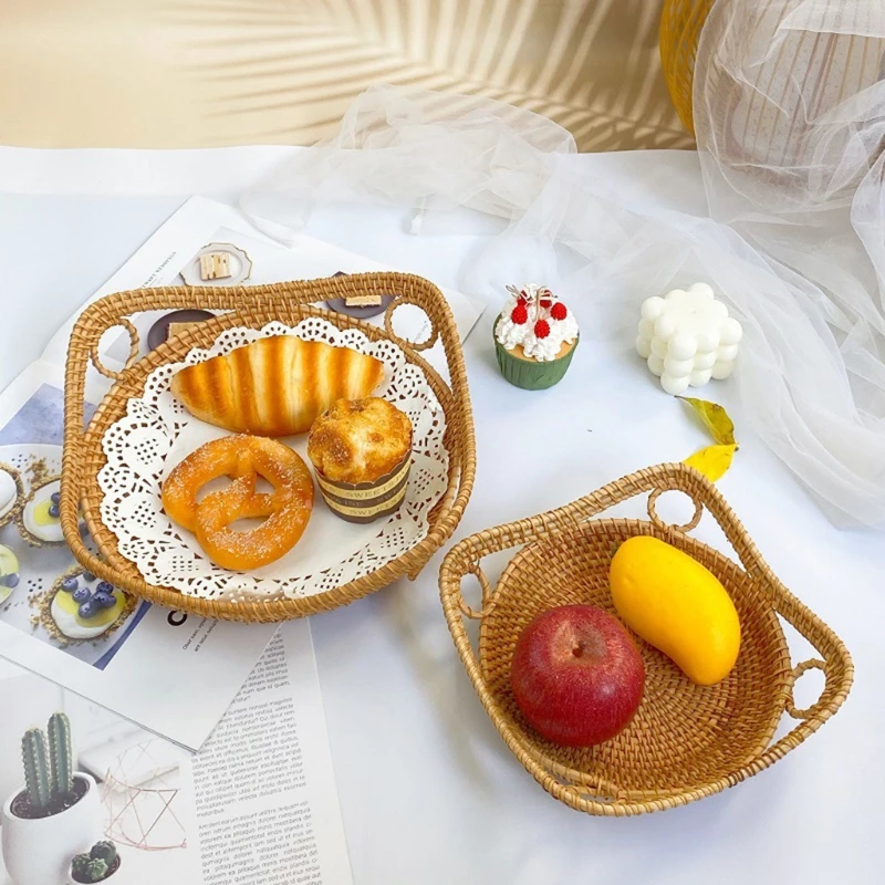 

Handmade Woven Storage Basket Bread basket fruit basket storage basket 2 Pcs Different Size for Living Room Bedroom Kitchen