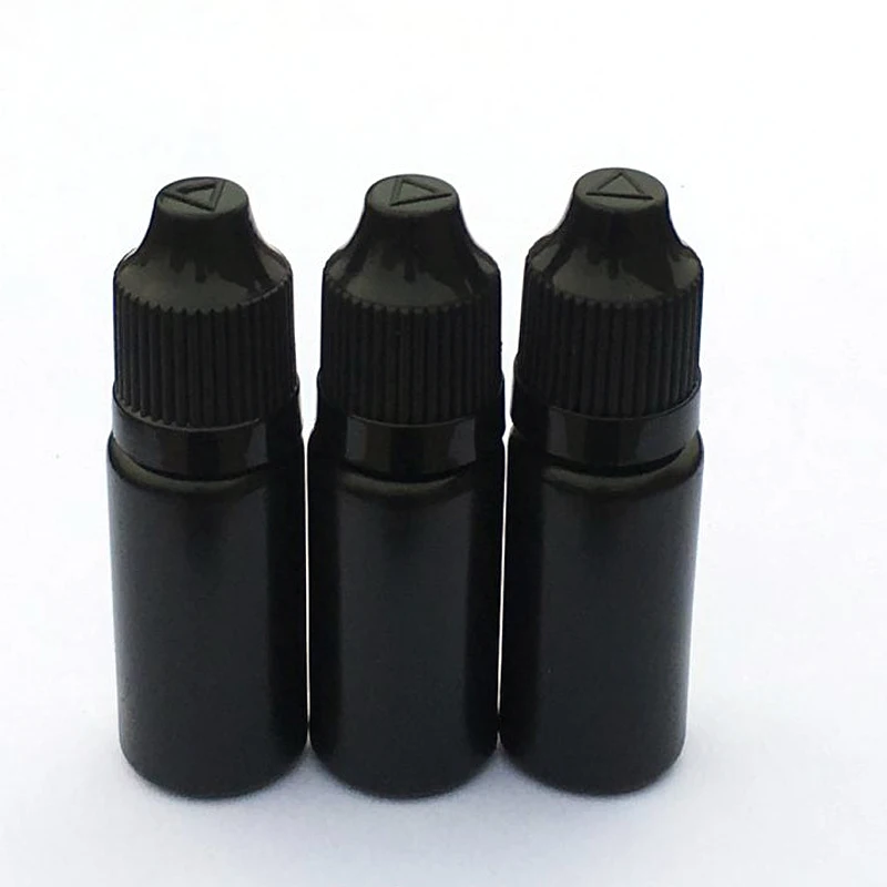 200pcs 10ml Empty PE Black Soft Plastic Dropper Bottle With Childproof Cap E Liquid Vial