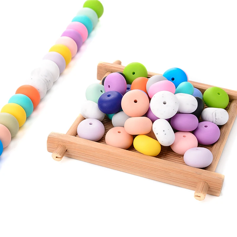 LOFCA 20pcs Silicone Beads 19mm  Abacus Baby Teething Beads BPA Free Food Grade DIY Pacifier Clip Chew Jewelry Making Toy