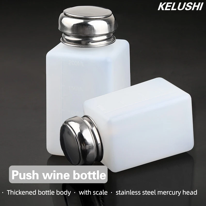 

Clean Remover Alcohol Liquid Containers Bottle With Stainless Steel Leak Proof Pump Cap Plastic Empty Bottle 200ML 5 Pcs