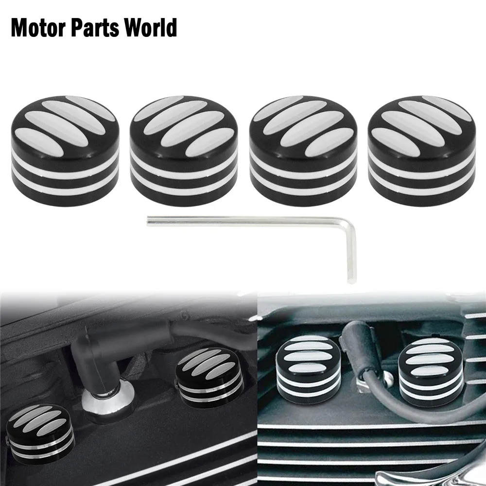 

4pcs Motorcycle Spark Plug Head Bolt Cap Cover Plug Black&Chrome For Harley Touring Street Glide Sportster XL883 XL1200 XL48 72