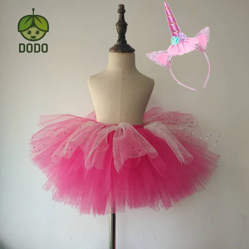 hotpink Color with sequins Handmade Fluffy  Girls Ballet Dance Costume Tutu Skirt