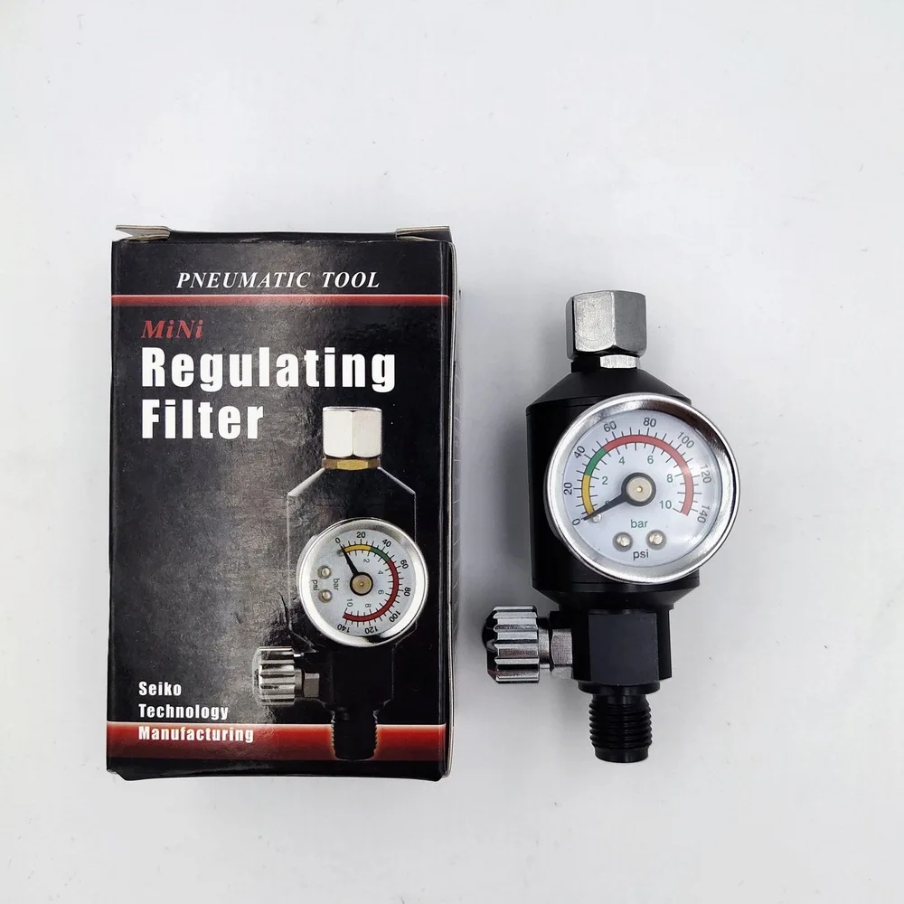 Spray Gun Air Regulator Gauge with Air Filter 1/4NPT Taper Air Spray In-Line Water Trap Filter Tools Paint Spray Gun Accessories