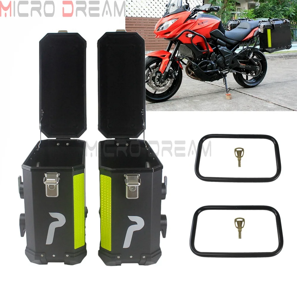 

Universal 36L Motorcycle Side Cases Kit Luggage Cargo Bags Saddlebags Large Side Boxes For Kawasaki BMW R1200GS F800GS 2009-2014