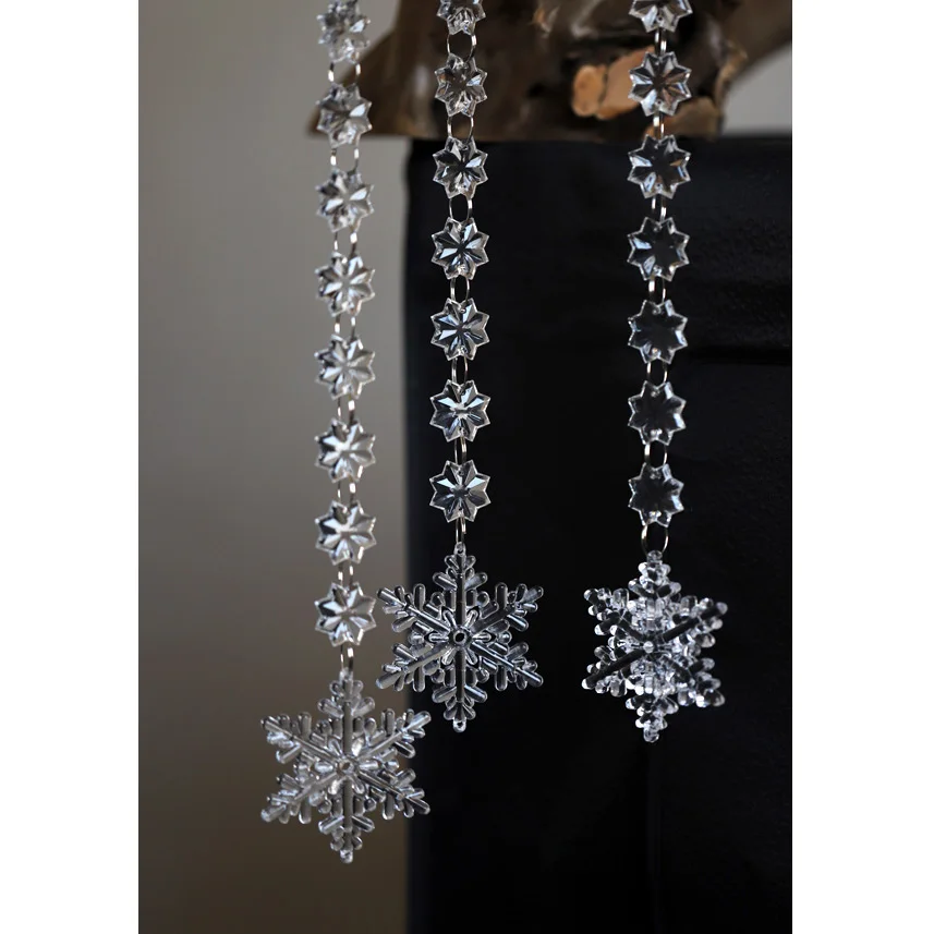 1PCS Transparent Acrylic Snowflake Pendant Bead Curtain Christmas New Year Decoration Home Wedding Stage Decorative Curtain