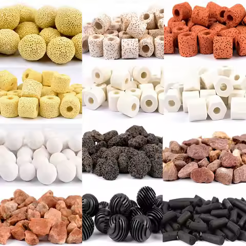 Aquarium Fish Tank Filter Media Bio Ball Ceramic Ring Activated Carbon with Met Bag Aquatic Bacterial House Aquarium Accessories