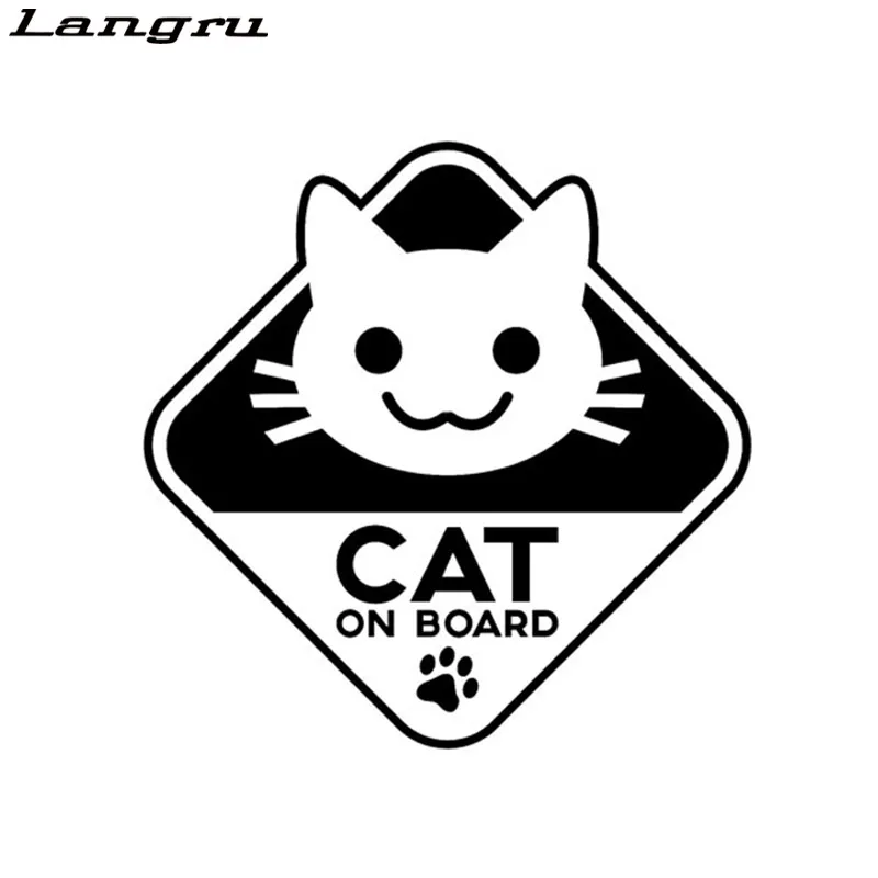 

Langru 15*15CM Funny Vinyl Sticker Car Decal Cat On Board Decoration Graphic Car Accessories Jdm