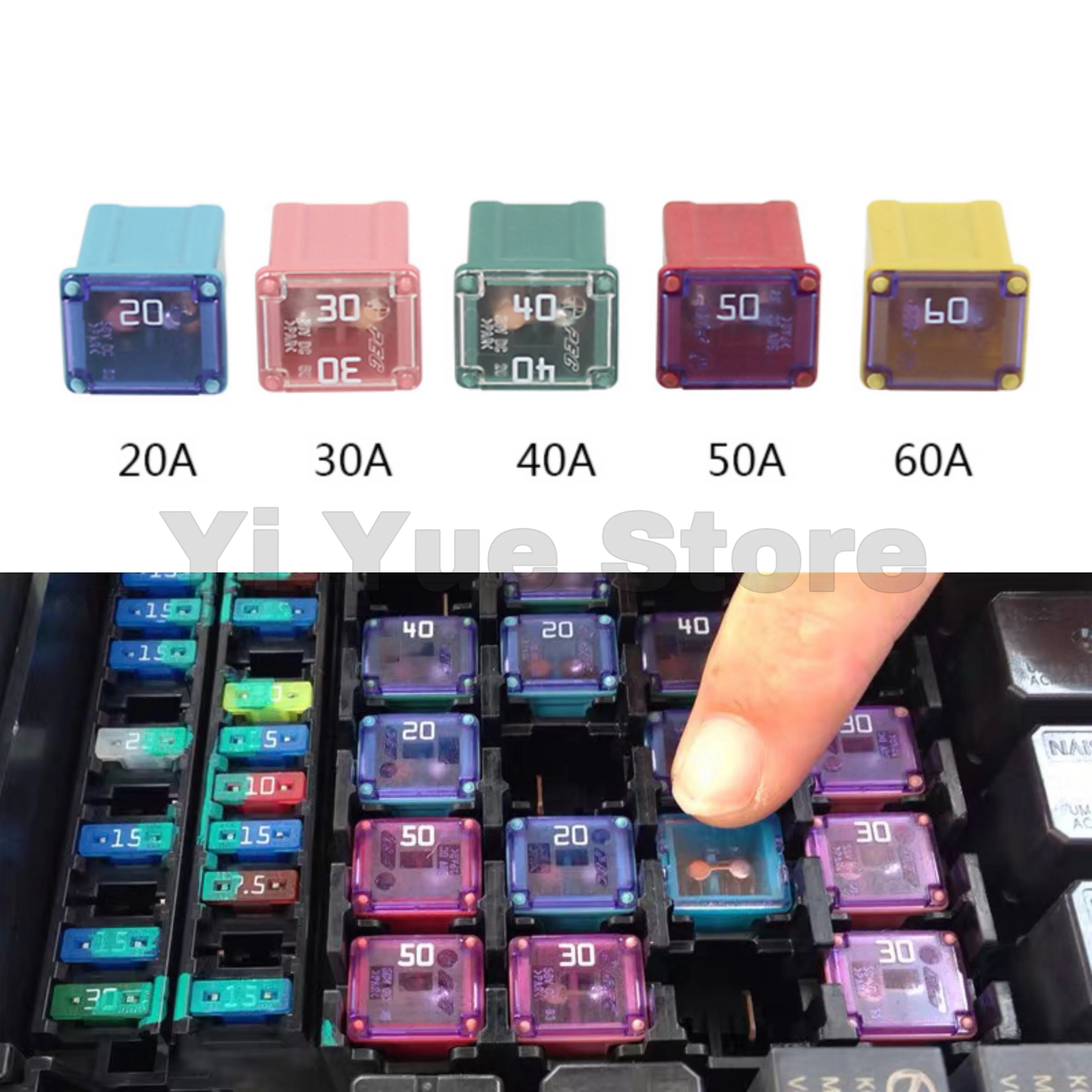 1PC PEC LPJ 20A 30A 40A 50A 60A ประกันอัตโนมัติฟิวส์สแควร์หลอดกล่องฟิวส์กันน้ําสําหรับ Nissan Honda Toyota,ซ็อกเก็ตอุปกรณ์เสริม