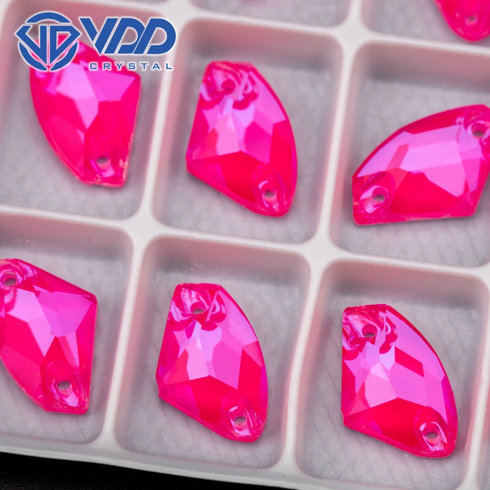 VDD Galactic AAAAA K9 Neon Rose Glass Sew On Rhinestones Sewing Crystal Flatback Stones For Clothes Accessories Wedding Dress