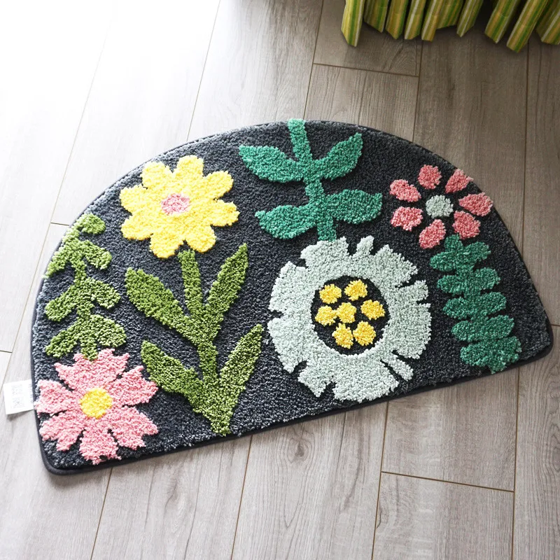 Semicircle Scrape Door Mats, Indoor Dirt Trapper Mat, Non Slip Doormat for Entrance, Flower Doorway Carpet, Floor Mat, Entry Rug