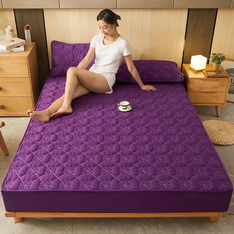 Baumwolle Stepp Matratze Protector Anti-milbe Matratze Abdeckung Hypoallergen Air-Durchlässig Bett Abdeckung Waschbar Geprägte Bettdecke