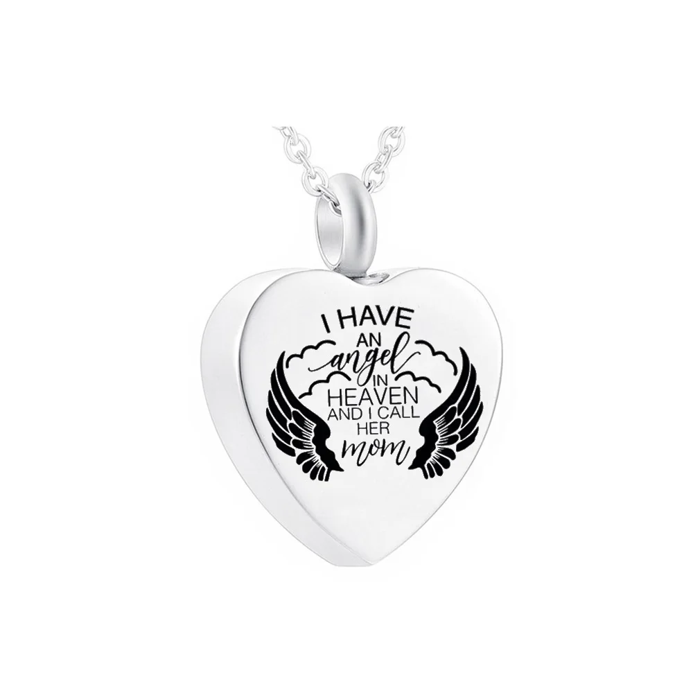 Crematie Sieraden Urn Heart Angel Wing Hanger Ketting Aandenken Memorial Mom-Ik Heb Een Engel In Hemel En Ik call Haar Moeder