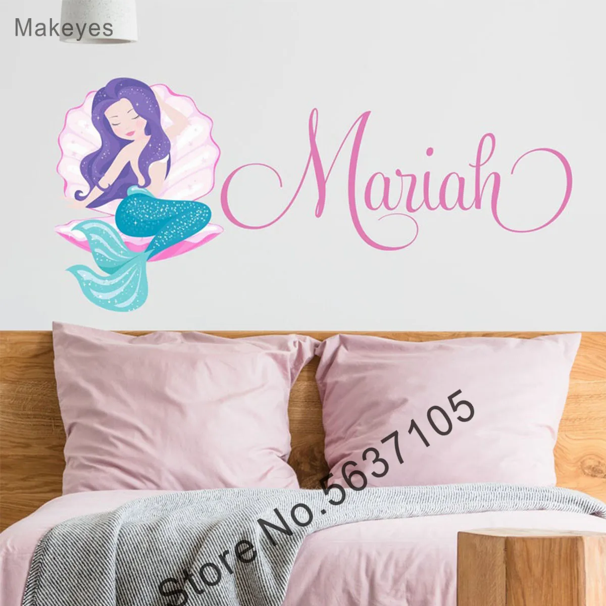 

Makeyes Mermaid Custom Name Wall Stickers Vinyl Kids Bedroom Home Wall Decals Baby Girls Personalized Names Wallpaper Art Q606