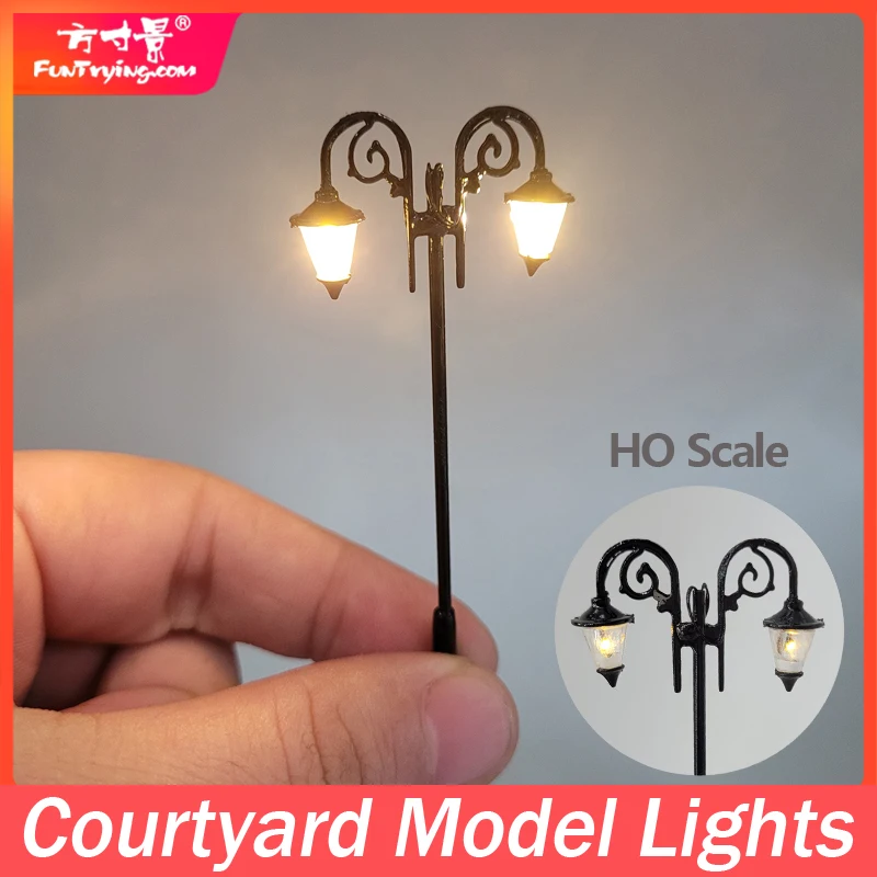 HO Scale-Lampe à Double Tête de 3V, Luminaire Décoratif d\'Nik, Idéal pour un Jardin, un Train ou une Rue