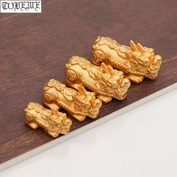 100% 3D 999 Silver Pixiu Beads Silver Gold-plated Fengshui Piyao Beads Good Luck Ruyi Pixiu Beads DIY Bracelet