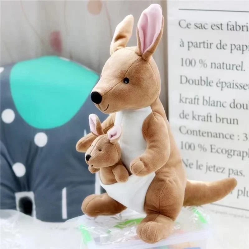 38CM Creative Cute Kangaroo Plush Toys Soft Stuffed Animal Doll Mother Child Kangaroo Plush Toys For Kids Birthday Gift