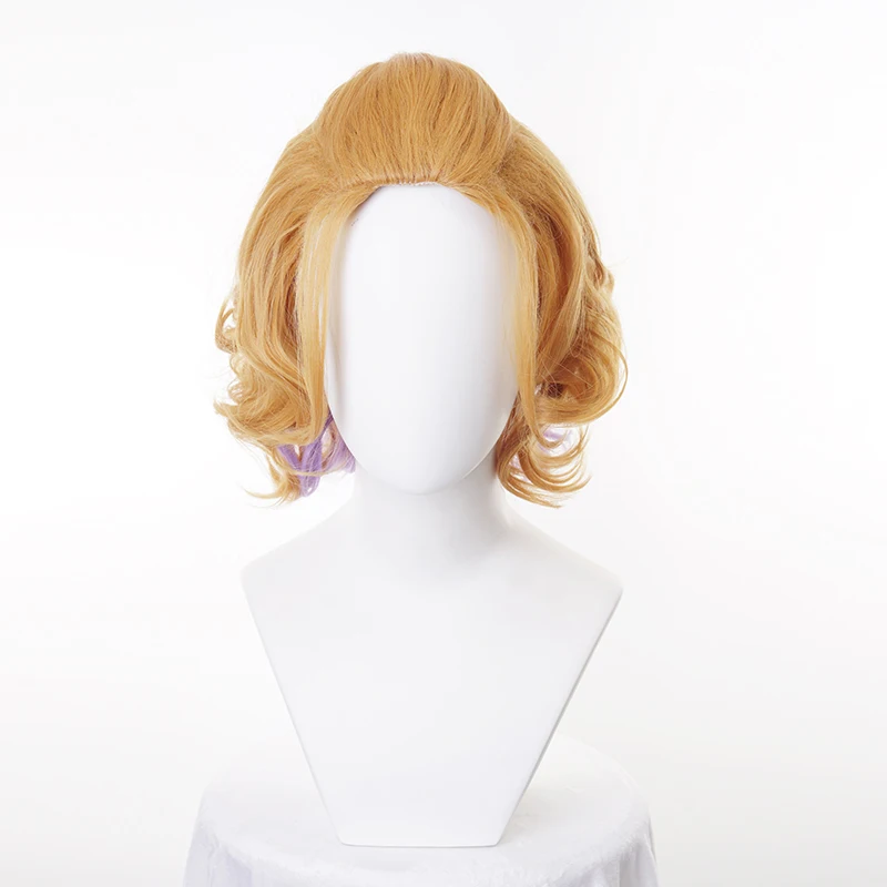 Cater Diamond Wig Cosplay From Twisted-Wonderland Curly Orange Purple Mixed Short Synthetic Hair Cosplay Wig + Wig Cap