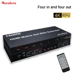 HDMI Matrix 4x4 4K 60Hz HDMI Extender RJ45 60M HDMI Extension Splitter over Cat 5/6 HDMI Transmitter Receiver Switch For HDTV PC