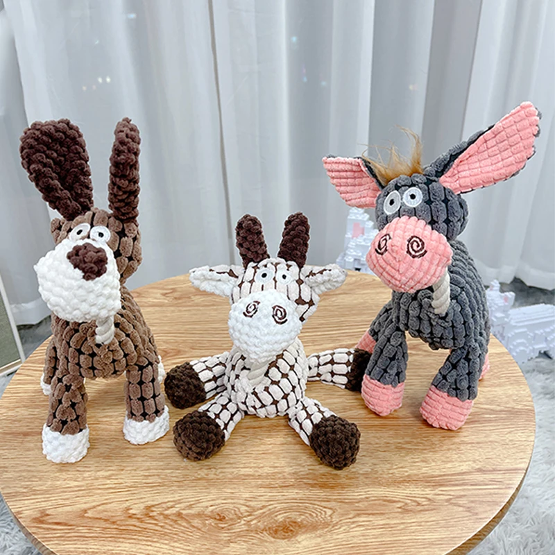 Leuke Huisdier Speelgoed Ezel Vorm Corduroy Kauw Speelgoed Voor Honden Puppy Pieper Pluche Bot Kies Hond Speelgoed Huisdier Training Hond Accessoires