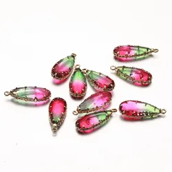 5PCs/lot Copper Gradient Color Water Drop Pendant Crystal Charms For Jewelry DIY Making Crystal Pendants Accessories