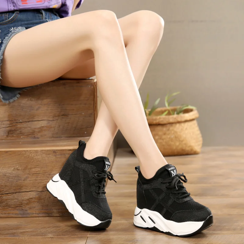 New 2023 Autumn Women Breathable Platform Casual Shoes Women Height Increased Vulcanized Shoes 10 CM Thick Sole Zapatos Mujer