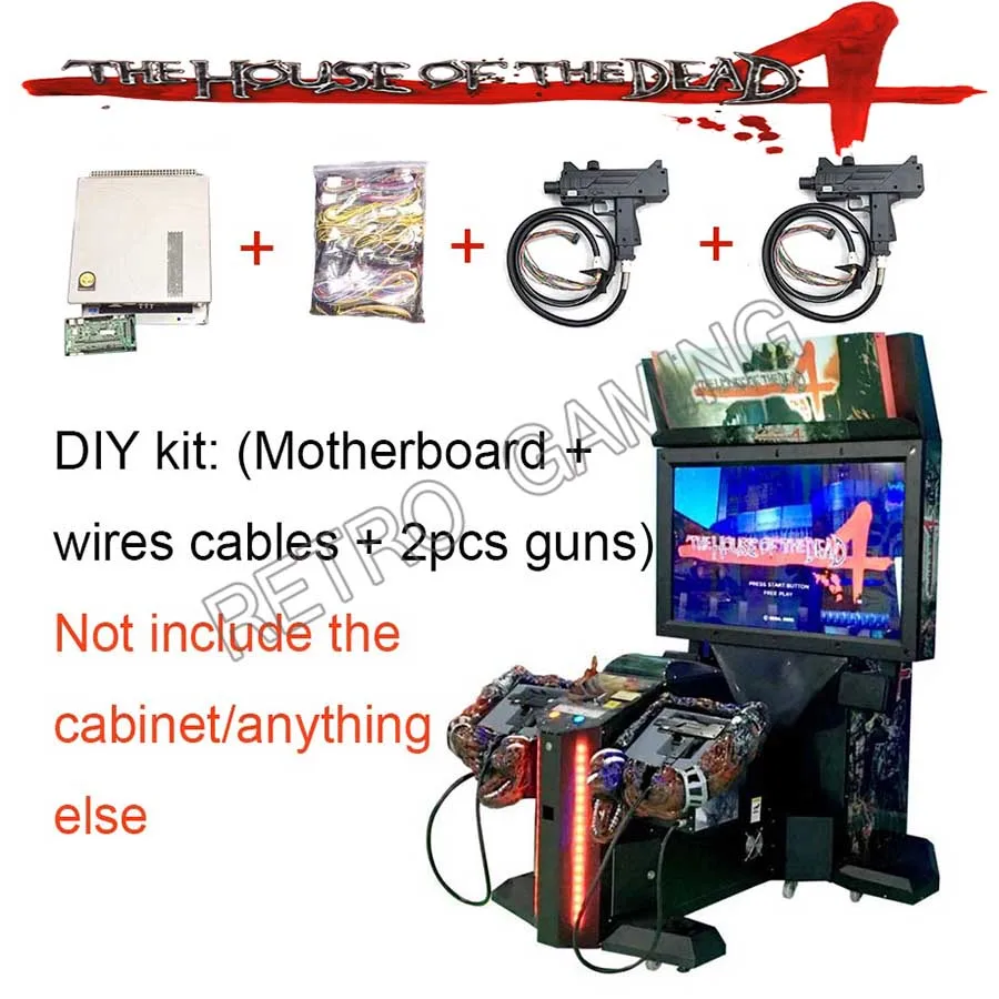 

House Of The Dead 4 Motherboard with wires cable + 2 guns Coin Operated Simulator Gun Shooting Video Arcade Game Machine DIY kit