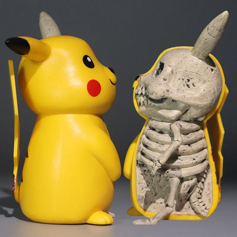 مضحك أنيمي الجمجمة بيكا الشكل النموذجي لعب Pokemones Pikachus الهيكل العظمي تشريح PVC عمل الشكل لعبة الدمى هدايا مجموعات