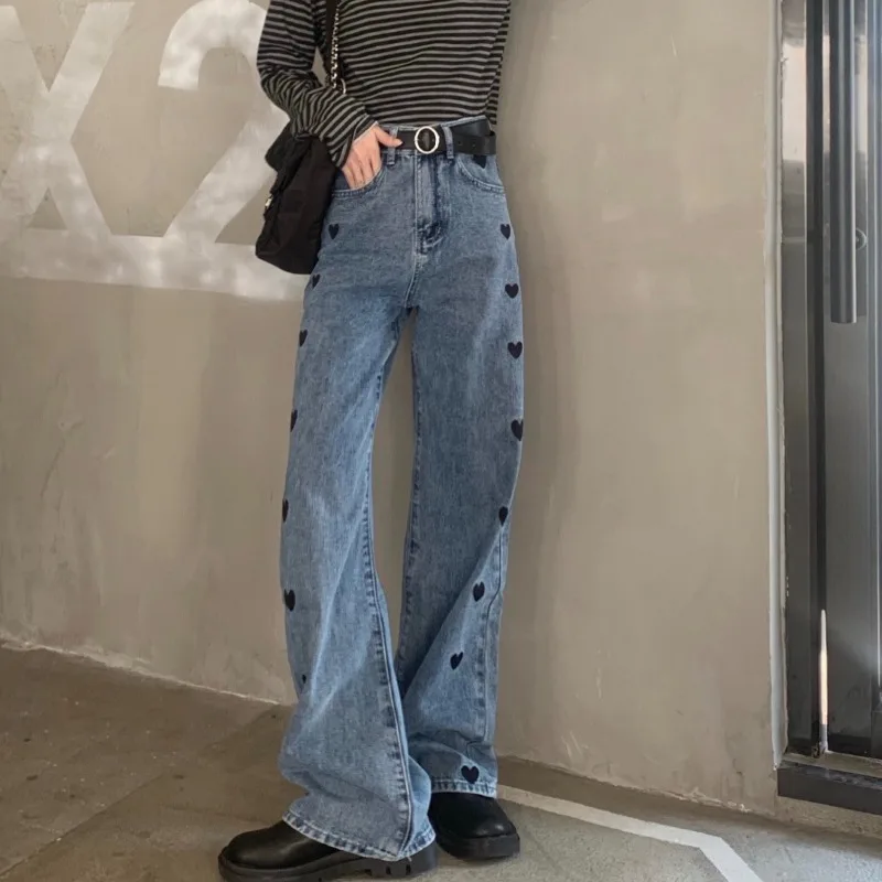 

Woman Jeans High Waist Clothes Wide Leg Denim Clothing Blue Streetwear Vintage Quality Nice Vogue Harajuku Straight Pants