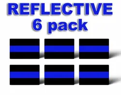 PACK OF 6 REFLECTIVE THIN BLUE LINE License Plate Decals Stickers Police Trooper