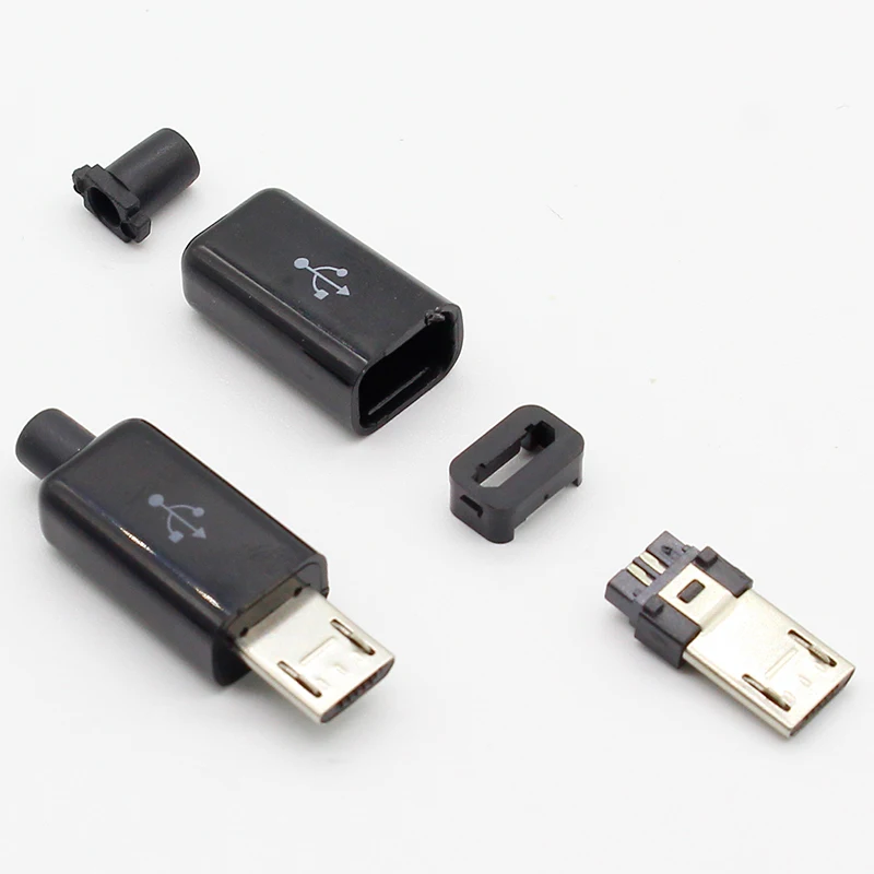 10 шт потребительских упаковок для микро USB 5PIN сварки Тип штекер разъемы Зарядное устройство 5P USB хвост разъем зарядки 4 в 1 цвета: белый,