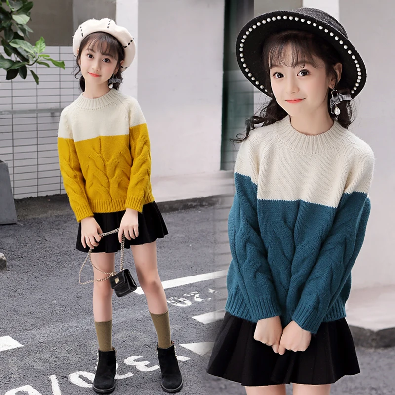 

Children's Knitted Pullovers Autumn & Winter New Girls Korean Twist Woollen Sweaters Kids Bottoming Shirt Knitwear Clothes P293