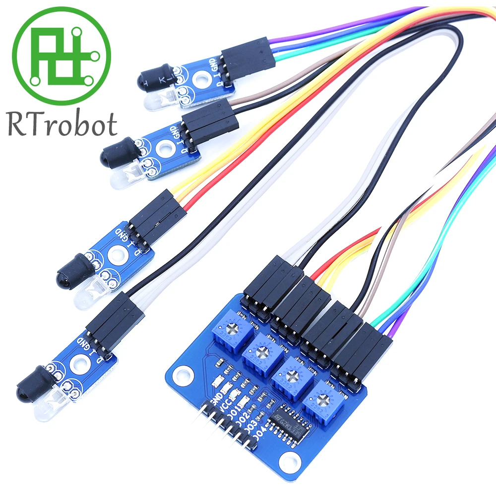 Four-way Infrared Tracing 4 Channel Tracking Module Transmission Line Obstacle Avoidance Car Robot Sensors