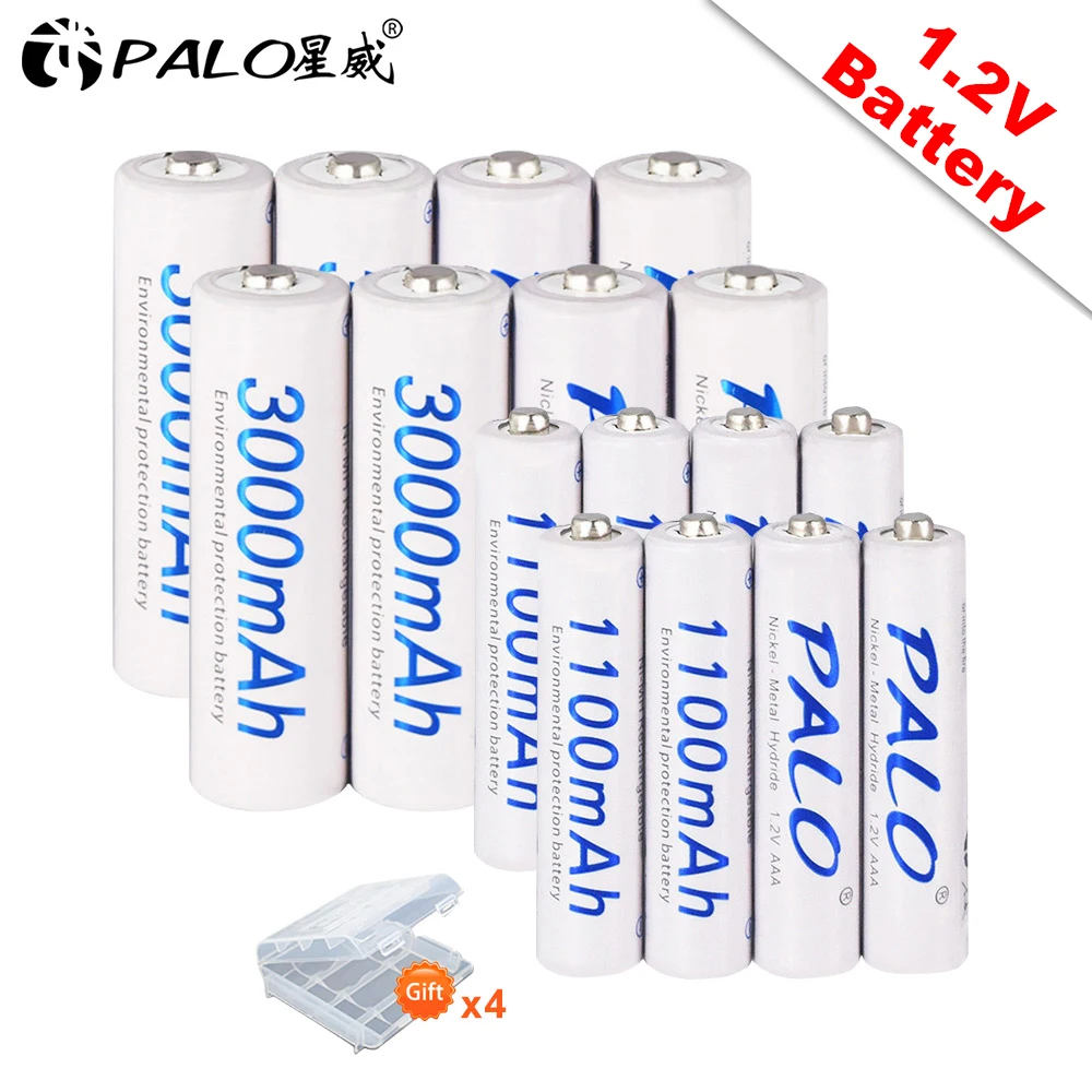 1.2V AA+ AAA Rechargeable Battery AA Ni-MH 2a 3a Rechargeable AAA Batteries for Torch Toys with AAA/AA Battery Holder