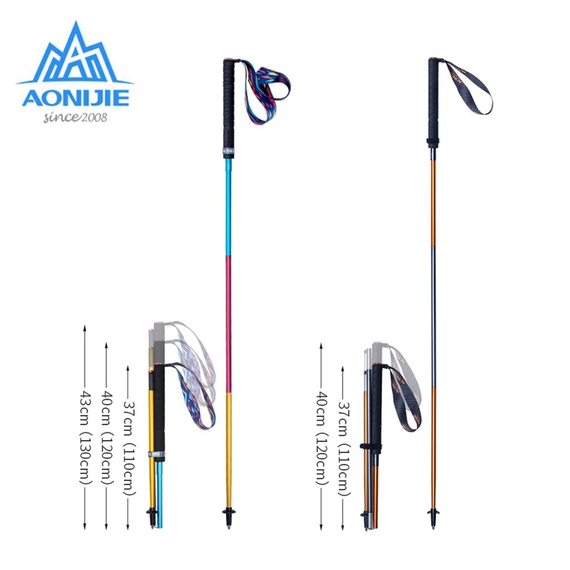 Aonijie Carbon Fiber Walking Sticks 2Pcs/Pair Ultralight Quick Lock Folding Trekking Cane Hiking Pole For Outdoor Trail Running