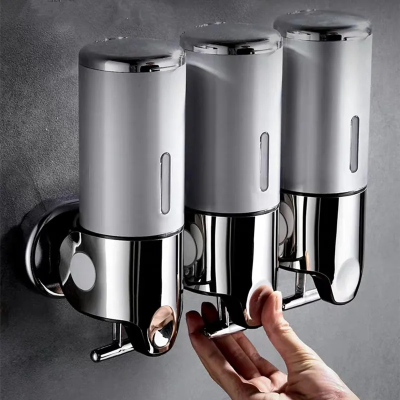 Liquid Soap Dispenser 500ml Soap Pump Wall Mounted Three Heads Bathroom Shampoo Lotion Hand Wash Container