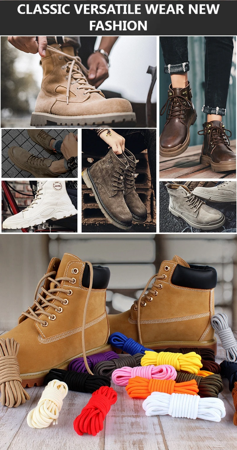 Runde Schnürsenkel, klassisch, hochwertig, schwarz, für Outdoor-Freizeitschuhe, Bergsteiger-Sneaker, Polyester-Schnürsenkel – Detail 2