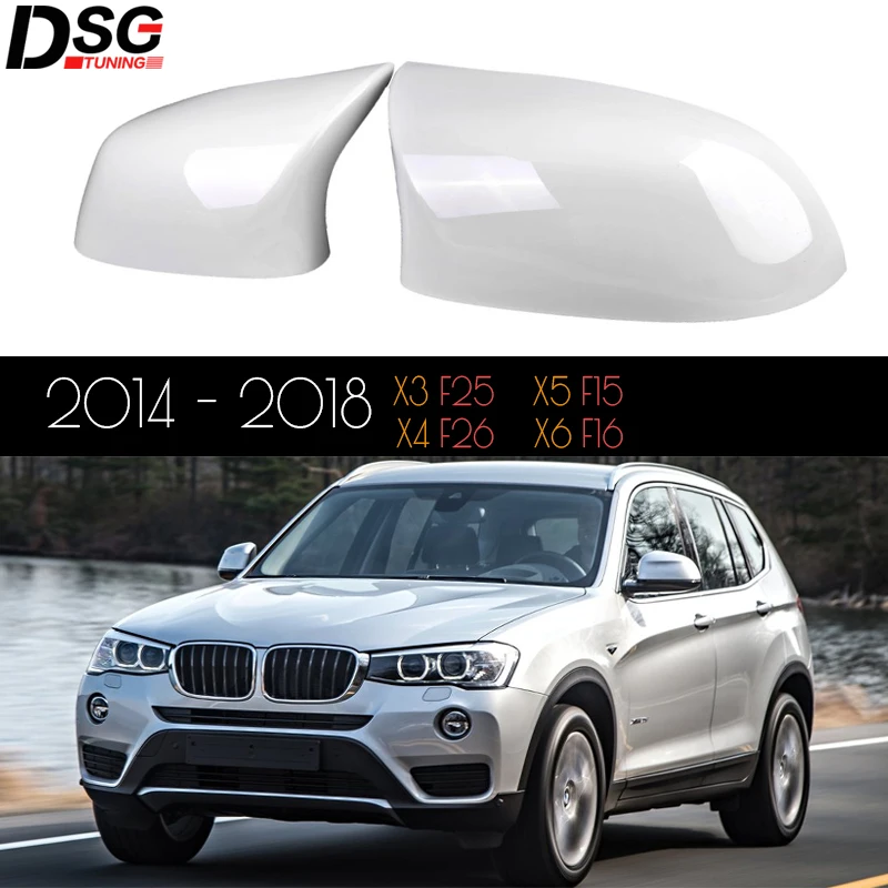 

ABS Gloss White / Black Replacement Door Mirror Cap Covers for BMW X3 X4 X5 X6 2014 - 2018 F25(LCI) F26 F15 F16(Not for X5M X6M)