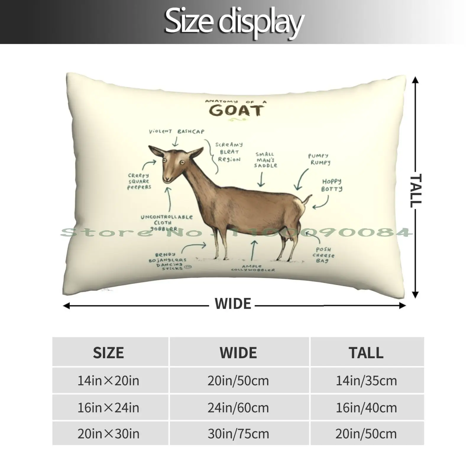 Anatomy Of A Goat Pillow Case 20x30 50*75 Sofa Bedroom Anatomy Nanny Doe Buck Dairy Goats Pygmy Udder Funny Silly Cute Children