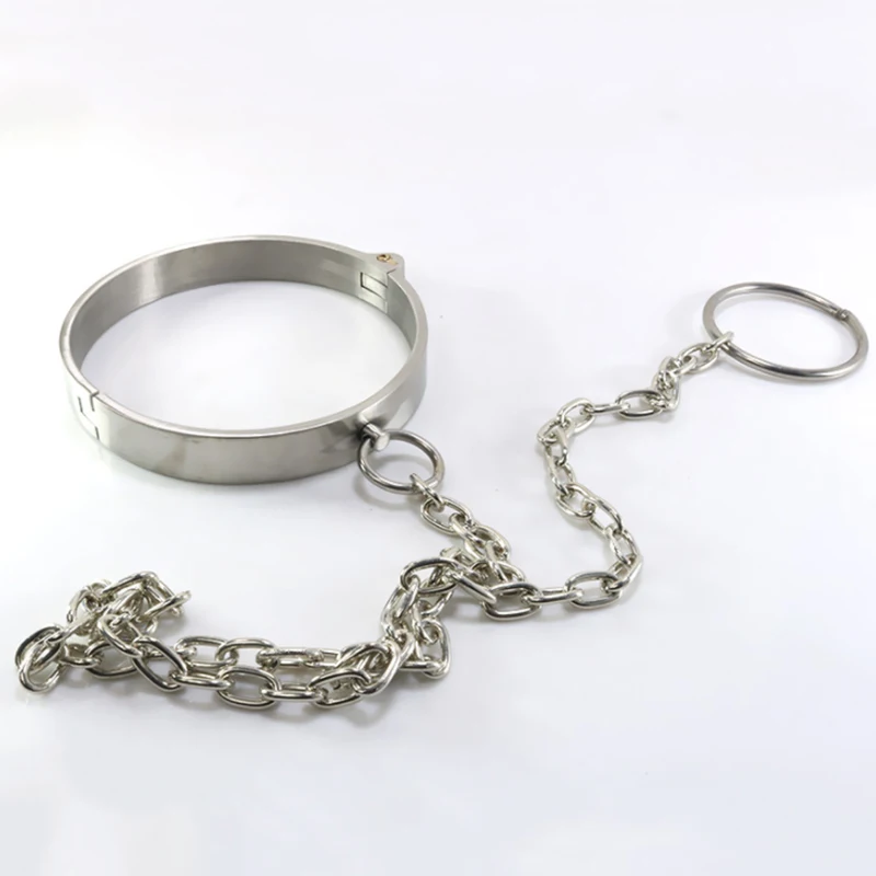 Thick Stainless Steel Collar Male Female Metal Neck Sleeve Lock Slave Dog BDSM Erotic Flirt Adult Game Couple Sex Toys Men Women