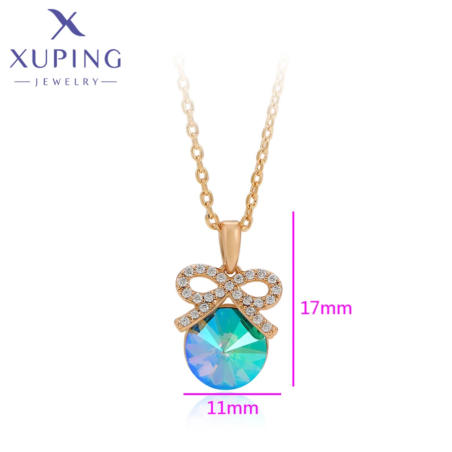 Xuping Jewelry Fashion Elegant Round Gold Color of Crystal Pendant Necklace for Women Girl Gift 810672564