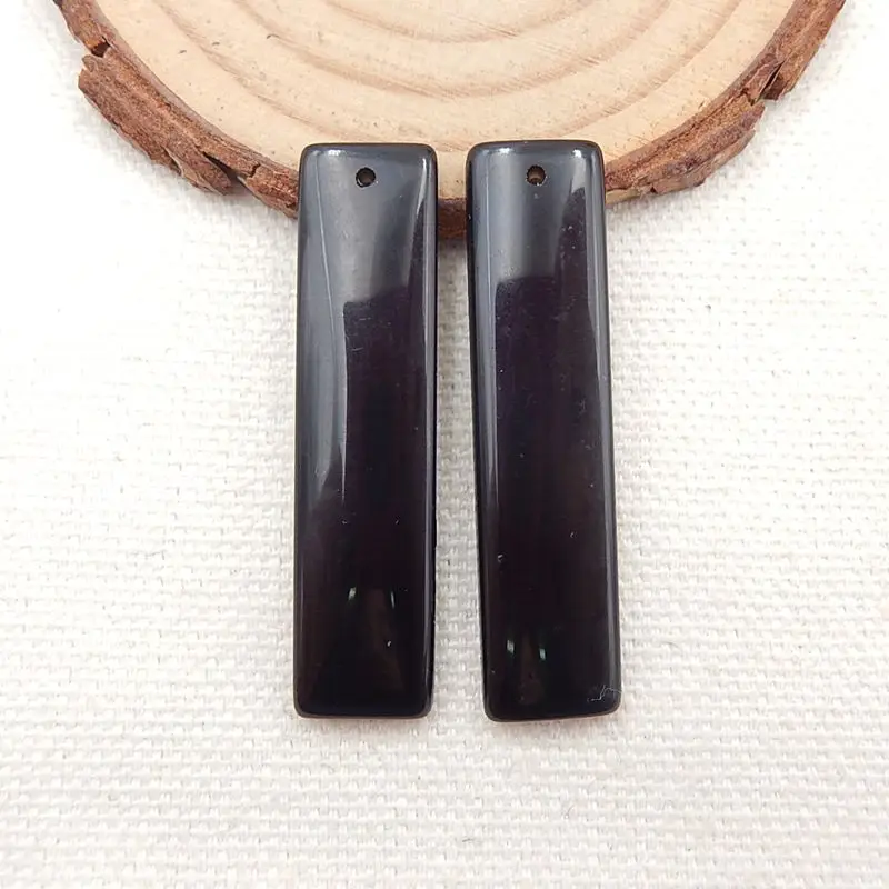 Hot Sale Natural Stone Obsidian Front Drilled Earring Bead 41x10x4mm 7g Beauty Jewelry Accessories