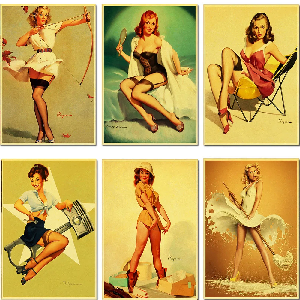 PIN UP GIRLS beauty Retro Poster Vintage poster Wall Decor For Home Bar Cafe for personal room decor