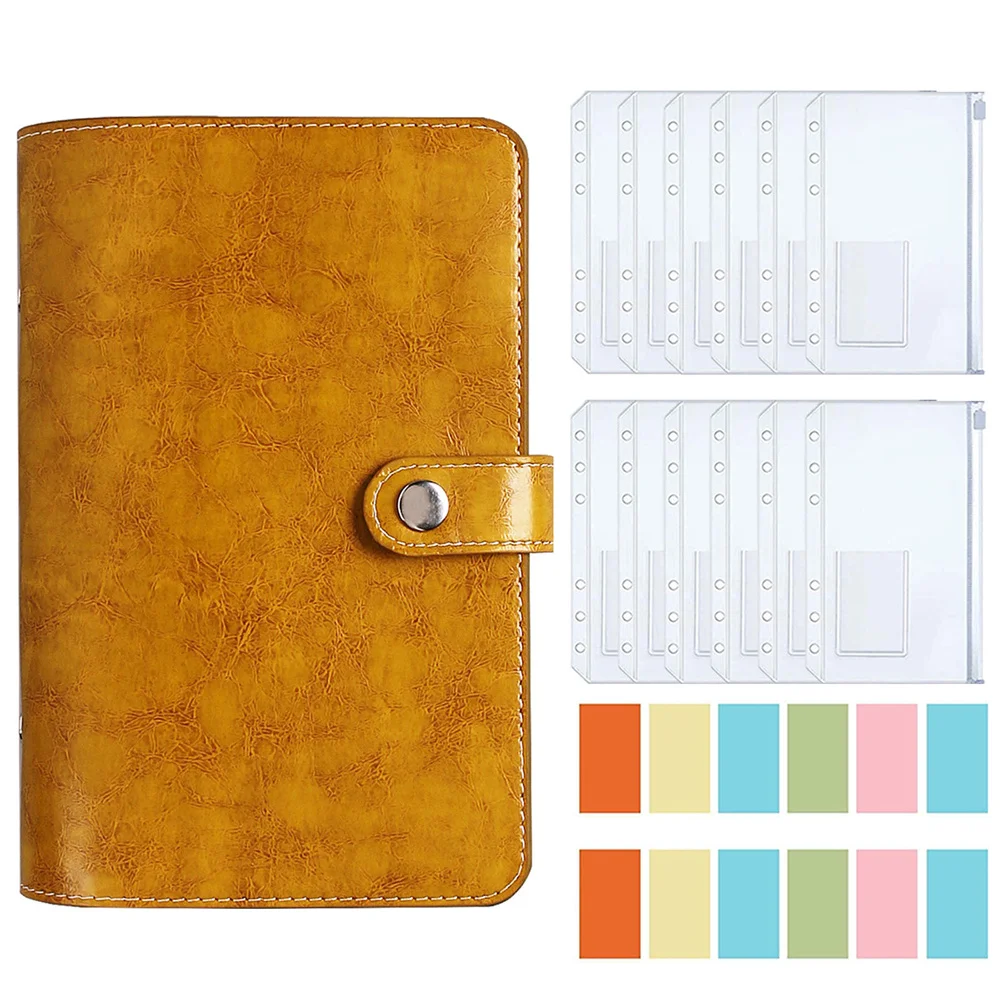 A6 Binder Zipper Bag Retro Style Leather Notebook Pu Loose-leaf Book Cash Budget Handbook Inner Pages Diary Book Accessories