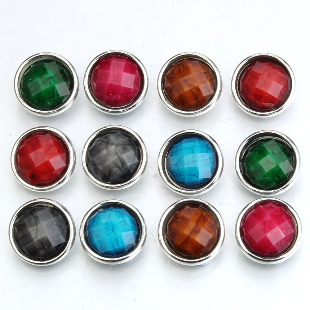 10pcs/lot Wholesale 12mm Resin Snap Button Jewelry Fit Snap Bracelet Bangle Necklace Mini 12mm Snap Buttons DIY Jewelry