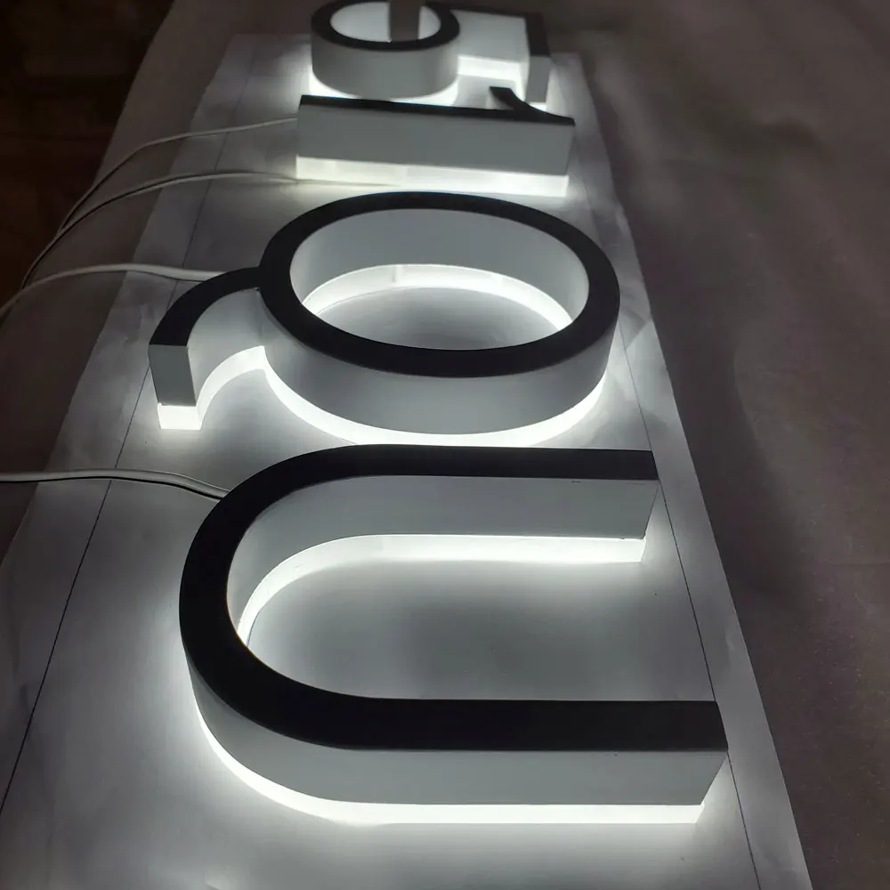 top quality backlit grey painted 304 SUS led channel letter shopfront numbers with acrylic