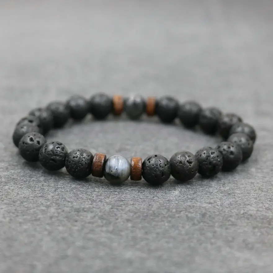 Fashion Men Bracelet Natural Moonstone Bead Tibetan Buddha Bracelet Chakra Lava Stone Diffuser Bracelets Men Jewelry Bileklik