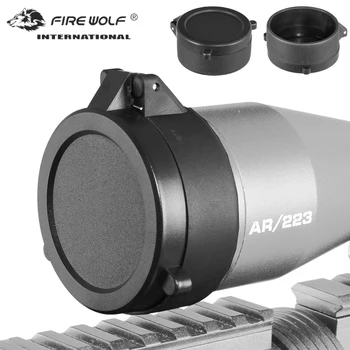 Cubierta para mira de Rifle FIRE WOLF, cubierta de lente abierta con resorte de giro rápido, accesorios de caza, tapa protectora para objetivo para mira óptica