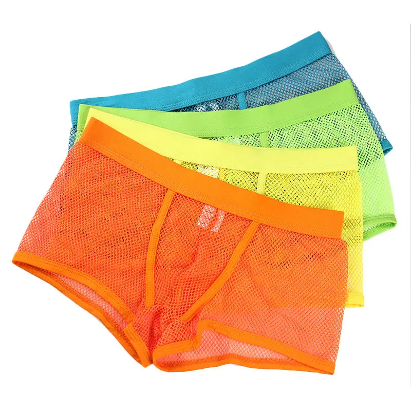 Sexy Men Underwear Boxer Shorts Fashion Transparent Hollow Out boxer Mens Boxershorts Mesh Sexy Perspective Underware Boxers