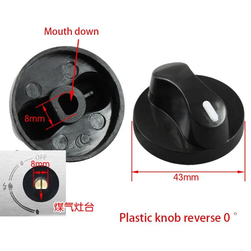 2pcs gas gas stove ignition switch plastic knob aperture 8mm knob stove accessories universal anti-zero degree